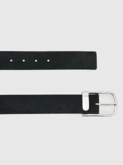 Reiss Black Iyla Suede Half Keeper Belt