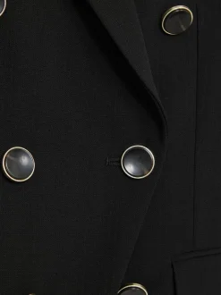 Reiss Black Lia Wool-Blend Double-Breasted Blazer