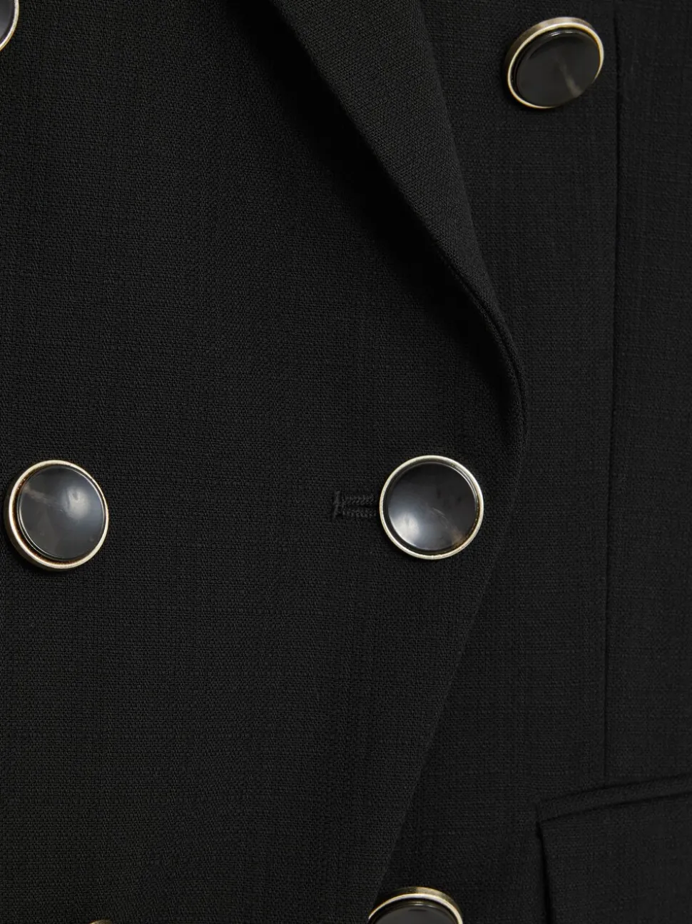 Reiss Black Lia Wool-Blend Double-Breasted Blazer