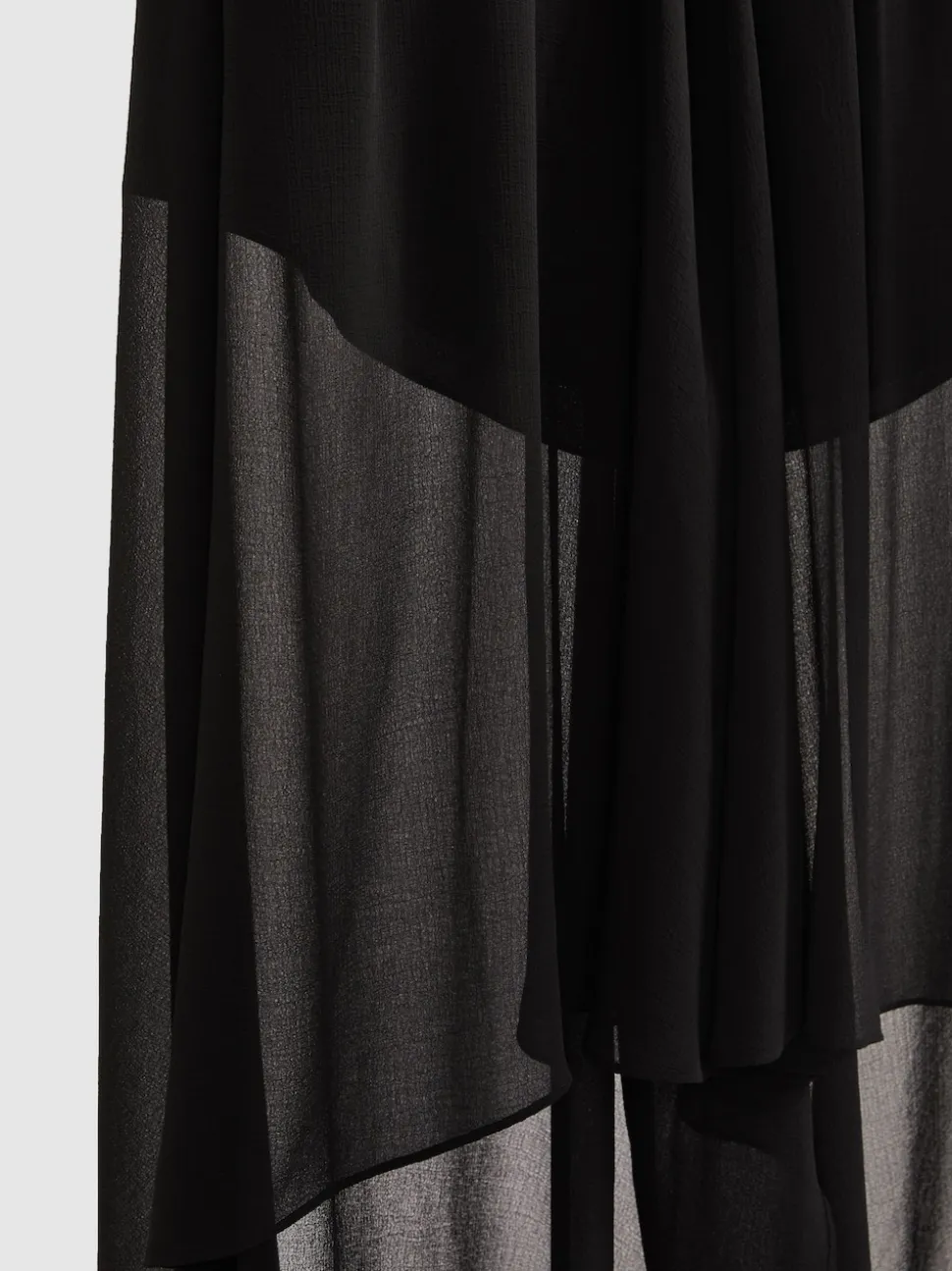 Reiss Black Lucie Sheer-Overlay High-Low Shorts