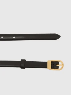 Reiss Black Mila Leather Mini-Buckle Belt