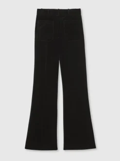 Reiss Black Myrtle Velvet Flared Trousers