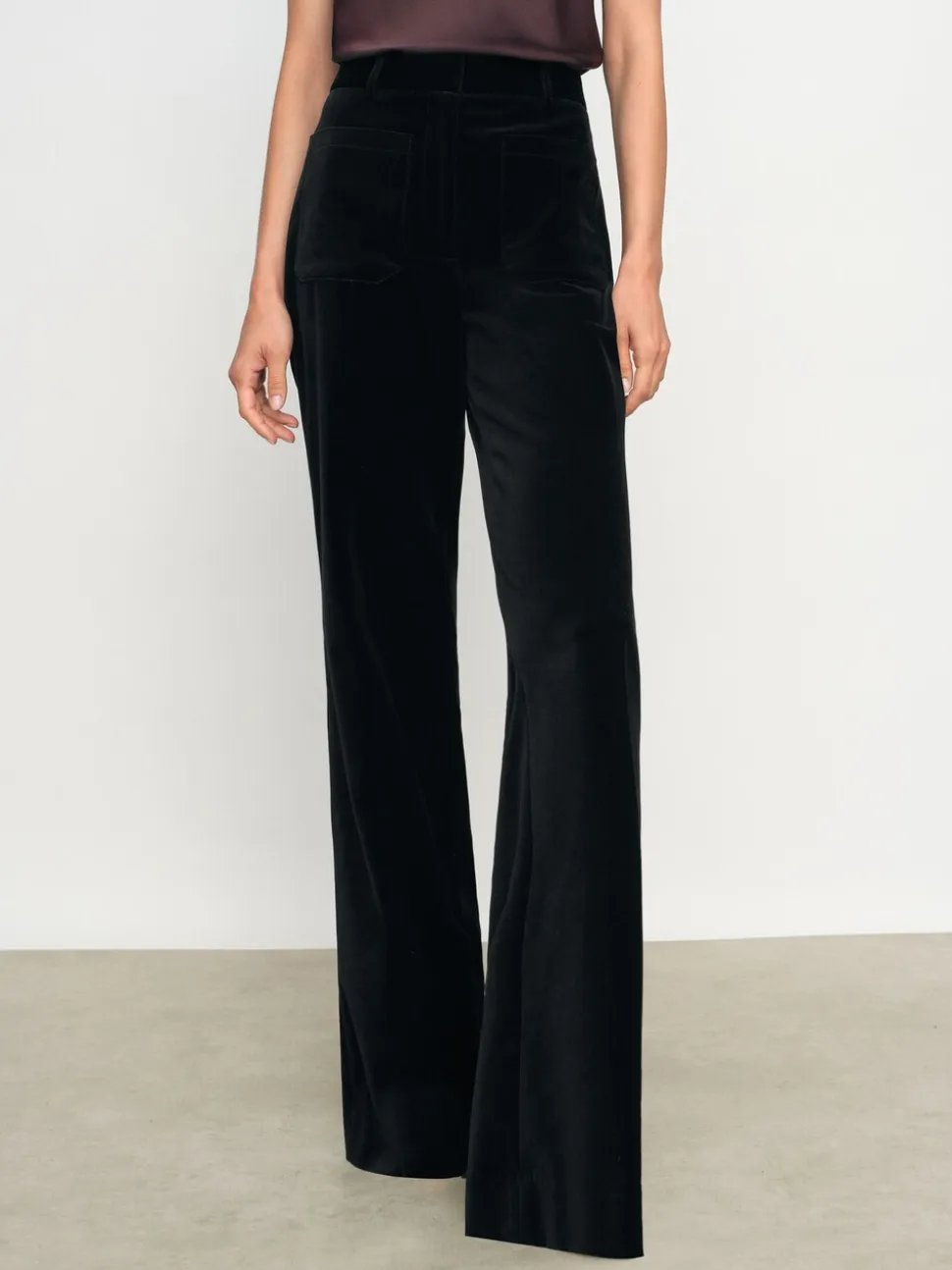 Reiss Black Myrtle Velvet Flared Trousers