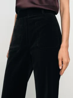 Reiss Black Myrtle Velvet Flared Trousers
