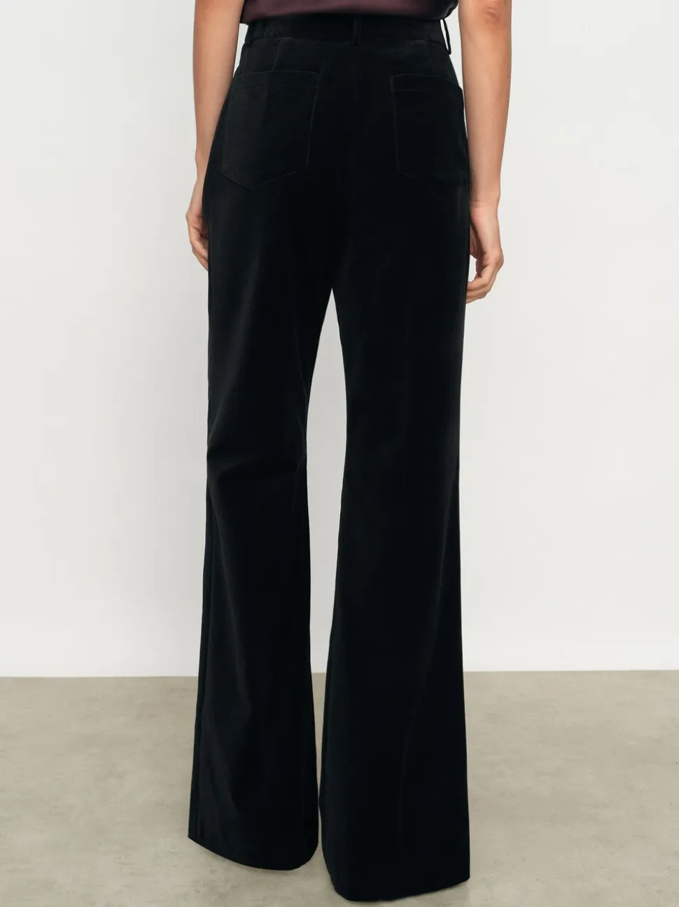 Reiss Black Myrtle Velvet Flared Trousers