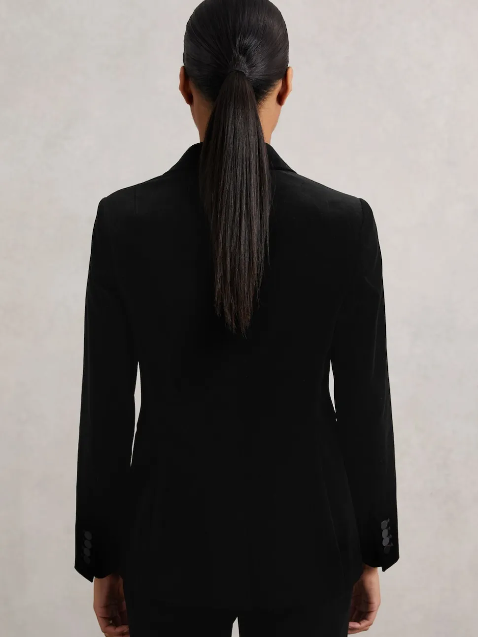 Reiss Black Myrtle Velvet Single Breasted Suit Blazer