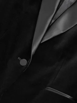 Reiss Black Myrtle Velvet Single Breasted Suit Blazer
