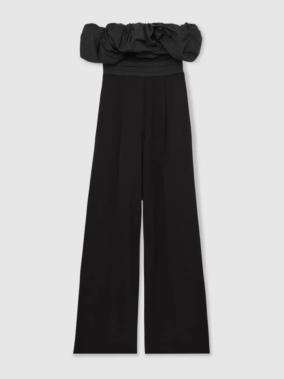 Reiss Black Sabbie Sculptural Strapless Wide-Leg Jumpsuit