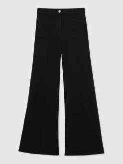 Reiss Black Sakura Patch-Pocket Flared Jeans
