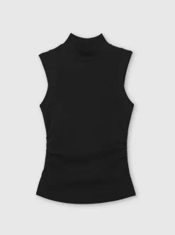 Reiss Black Simone Stretch-Cotton High-Neck Vest