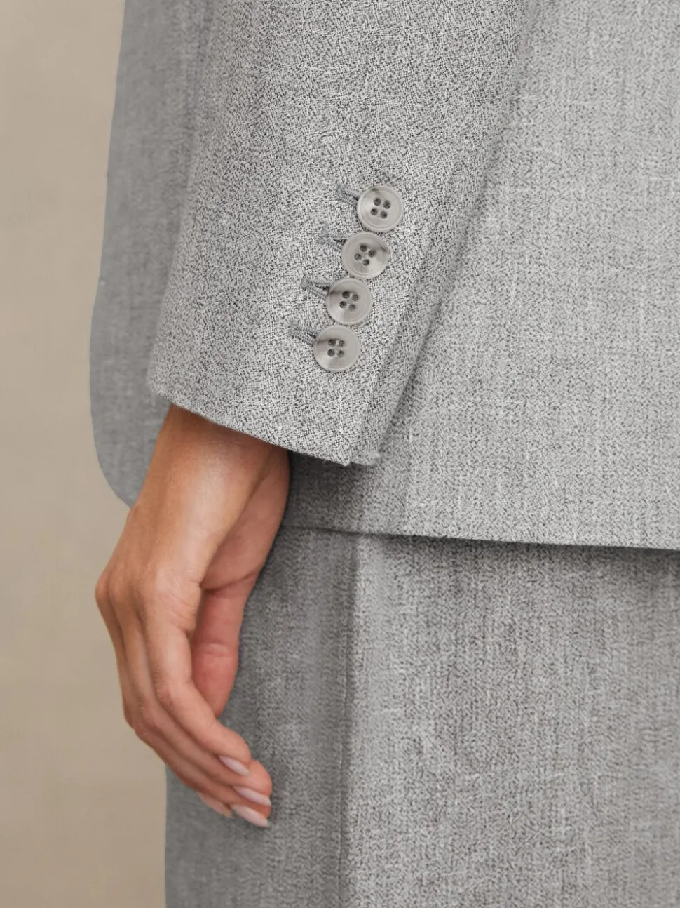 Reiss Blue Willow Linen-Blend Single-Breasted Blazer