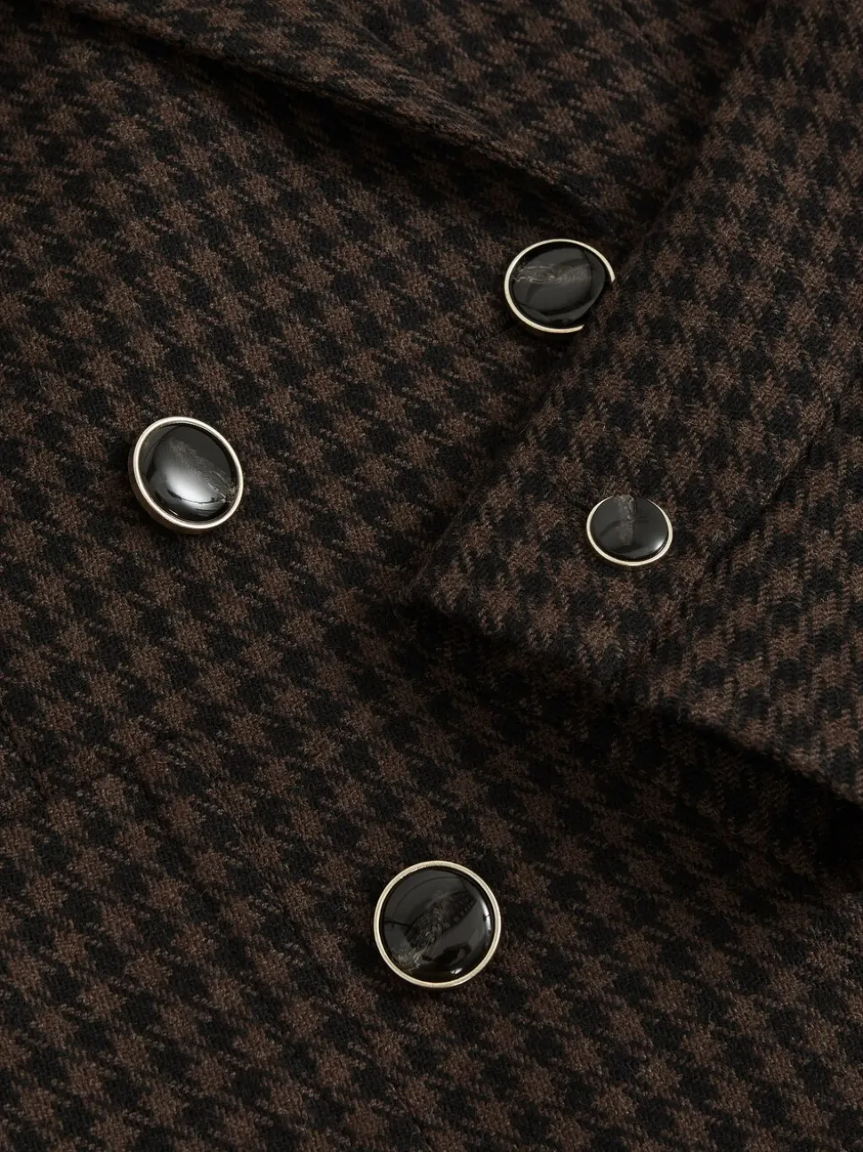 Reiss Brown Check Ayla Wool-Blend Double-Breasted Check Blazer
