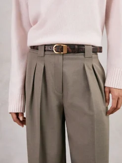 Reiss Brown Snake-Effect Hazel Leather Snake-Effect Belt