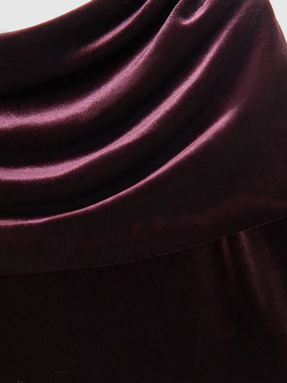 Reiss Burgundy Andria Petite Velvet Drape Strapless Jumpsuit
