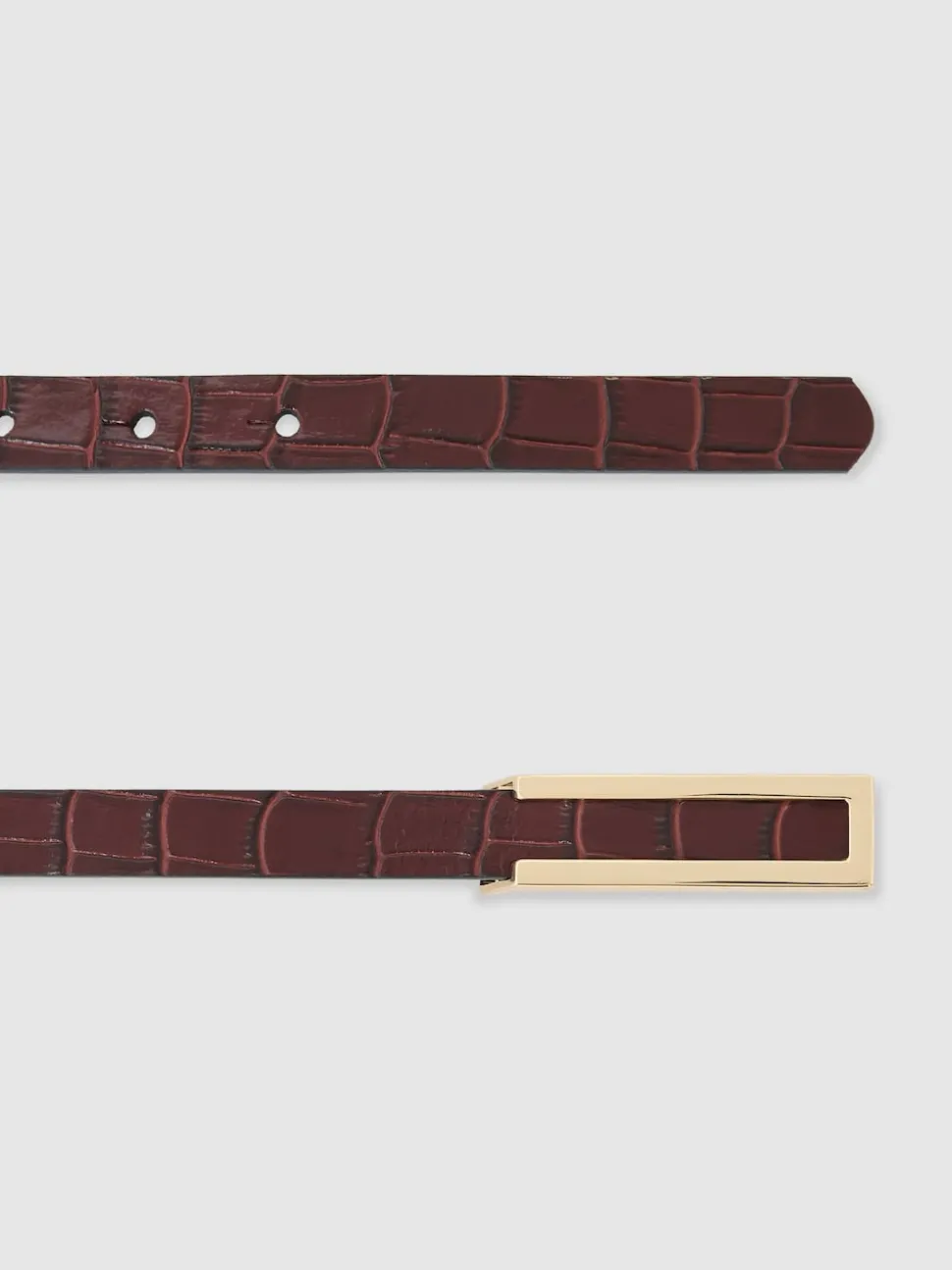 Reiss Burgundy Bronya Leather Crocodile-Effect Belt