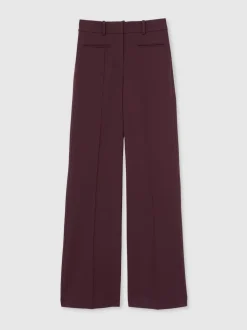 Reiss Burgundy Claude High Rise Flared Trousers