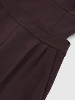Reiss Burgundy Dion Petite Wide-Leg Cut-Out Jumpsuit
