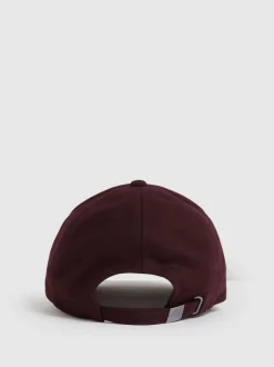 Reiss Burgundy Fiona Wool-Blend Flannel Baseball Cap