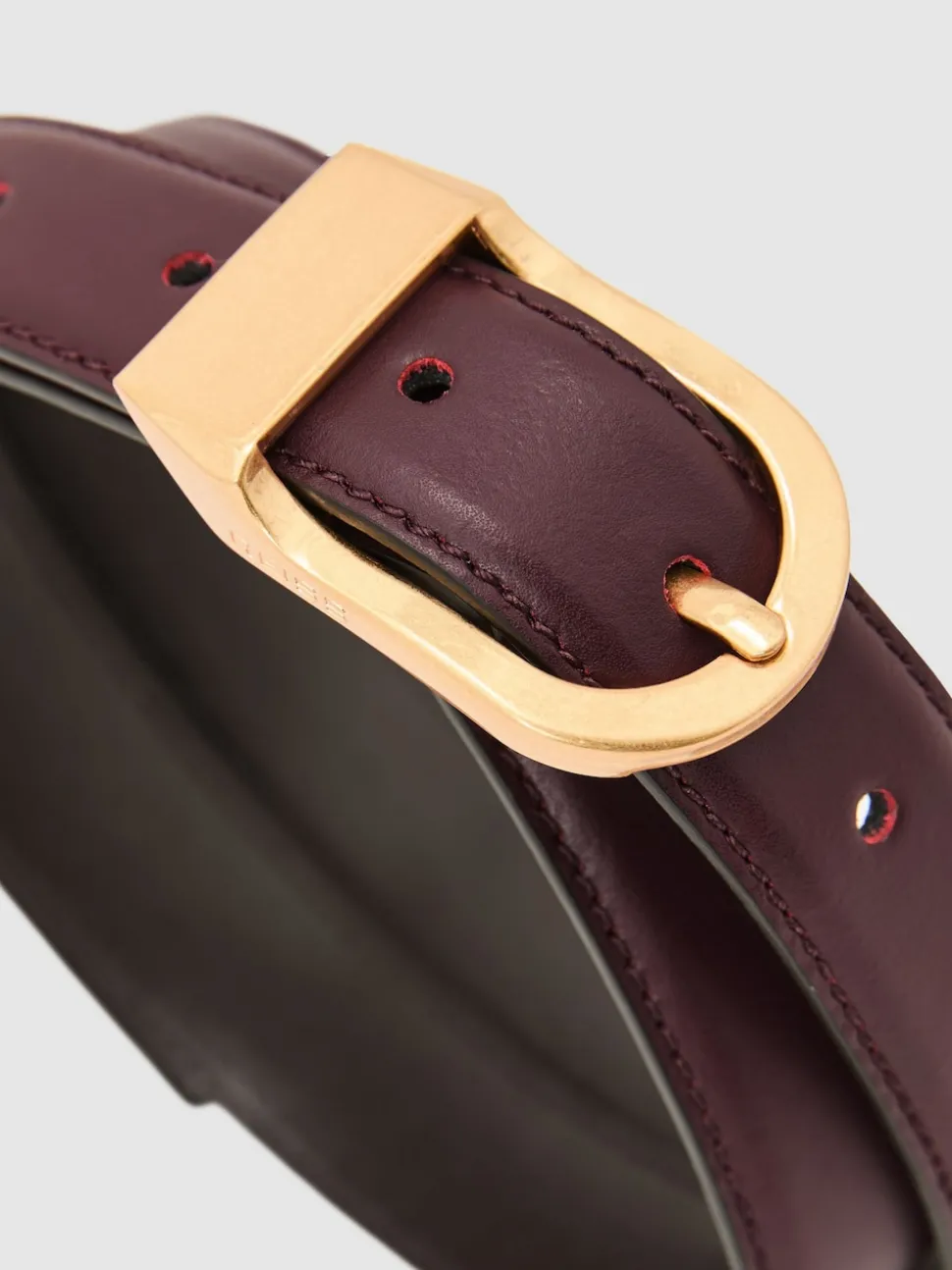Reiss Burgundy Hazel Leather Curved-Buckle Belt