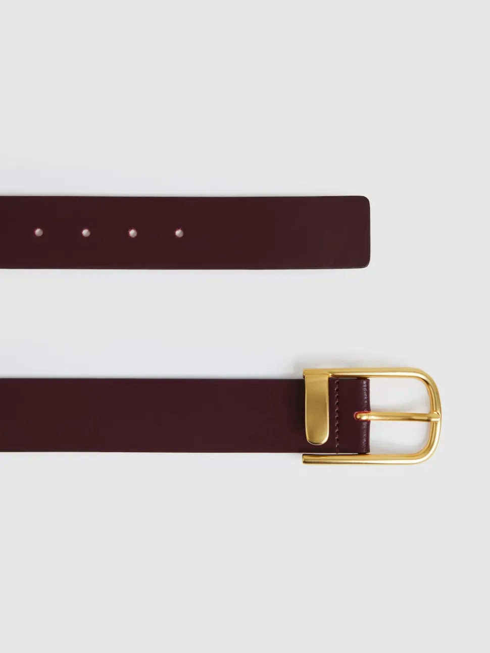 Reiss Burgundy Iyla Leather Half-Keeper Belt