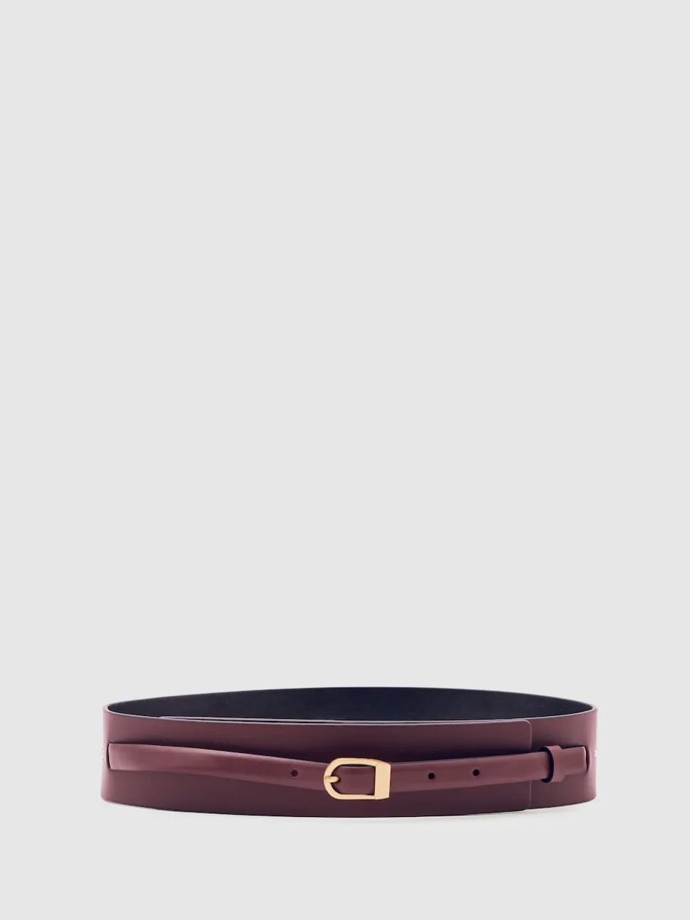 Reiss Burgundy Odell Leather Double-Strap Corset Waist Belt