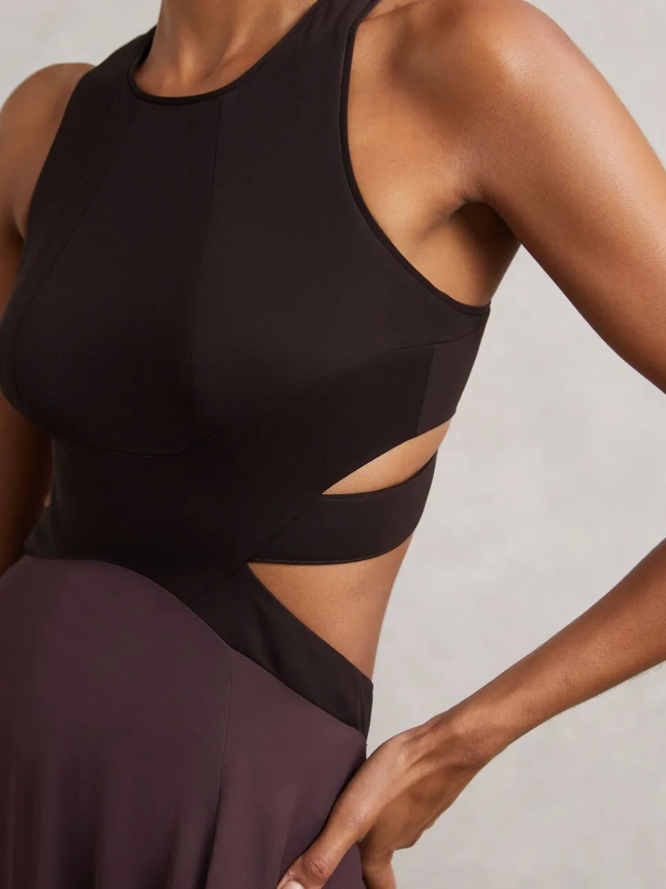 Reiss Burgundy Paloma Cut-Out Racerback Maxi Dress