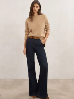 Reiss Camel Ella Wool-Cashmere Crew-Neck Jumper