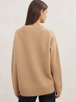 Reiss Camel Ella Wool-Cashmere Crew-Neck Jumper