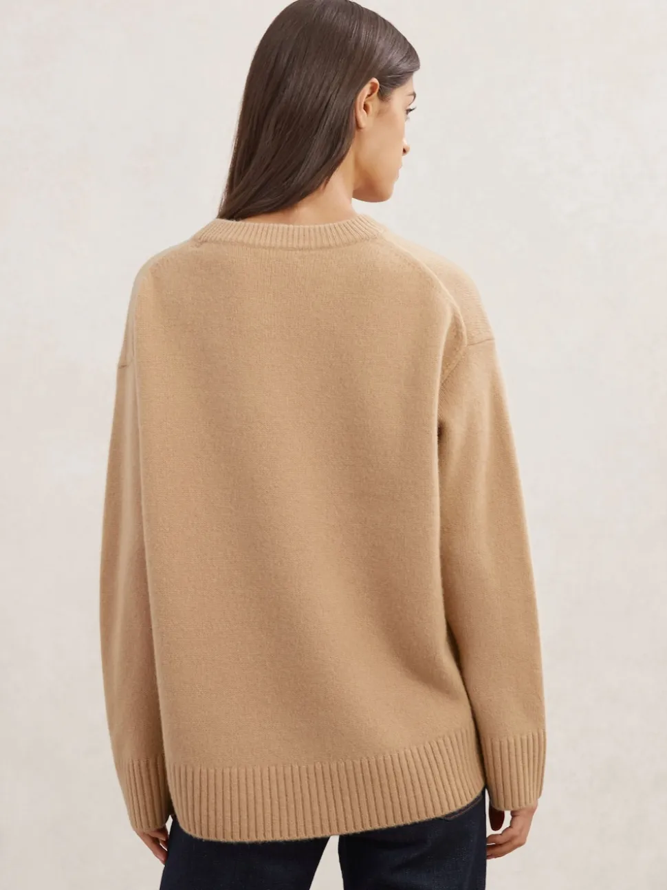 Reiss Camel Ella Wool-Cashmere Crew-Neck Jumper