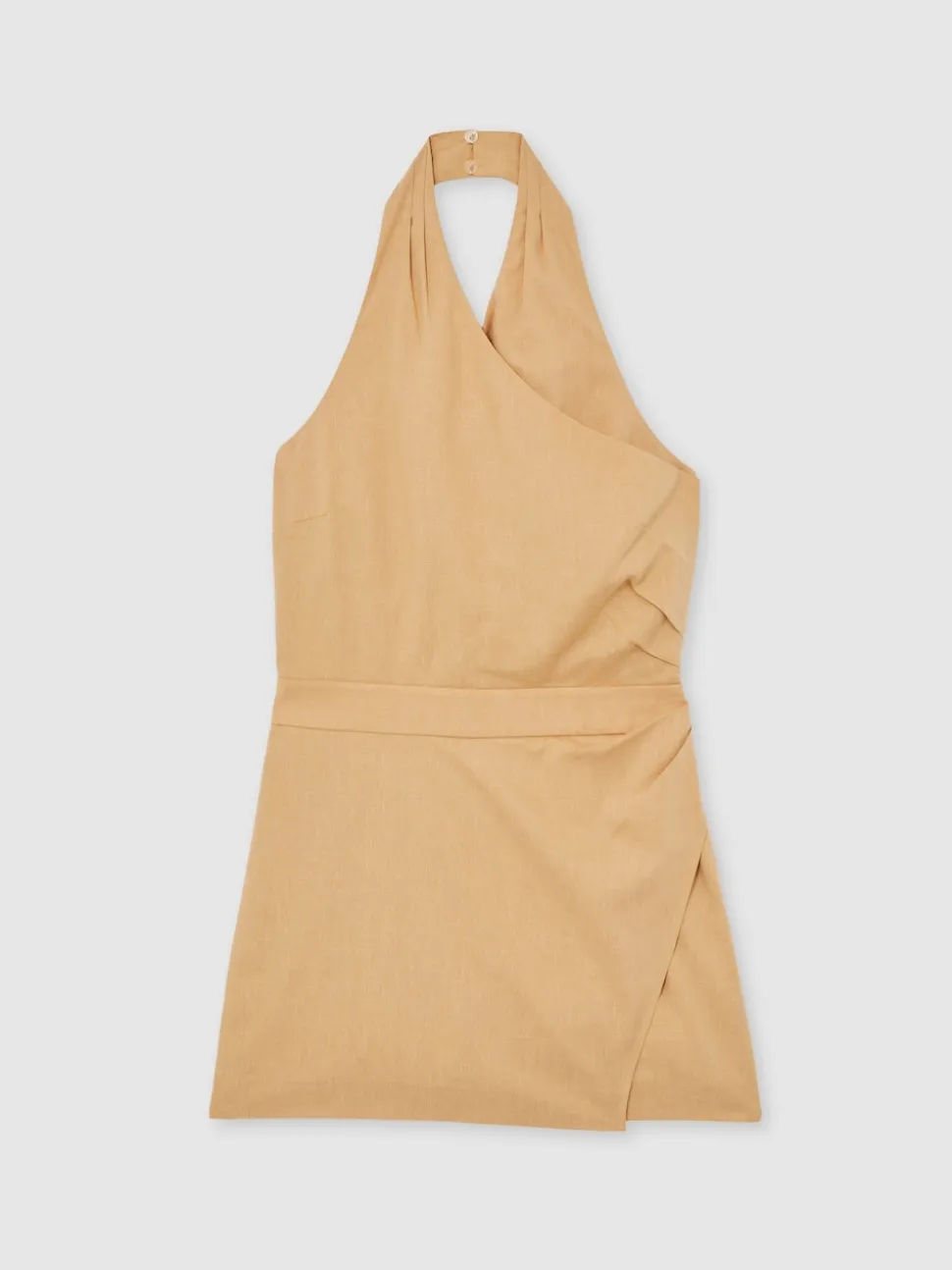 Reiss Camel Pia Lyocell Cotton Halter Skort Playsuit