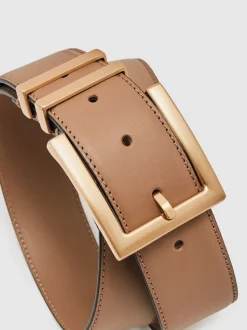 Reiss Camel/Taupe Brompton Leather Belt