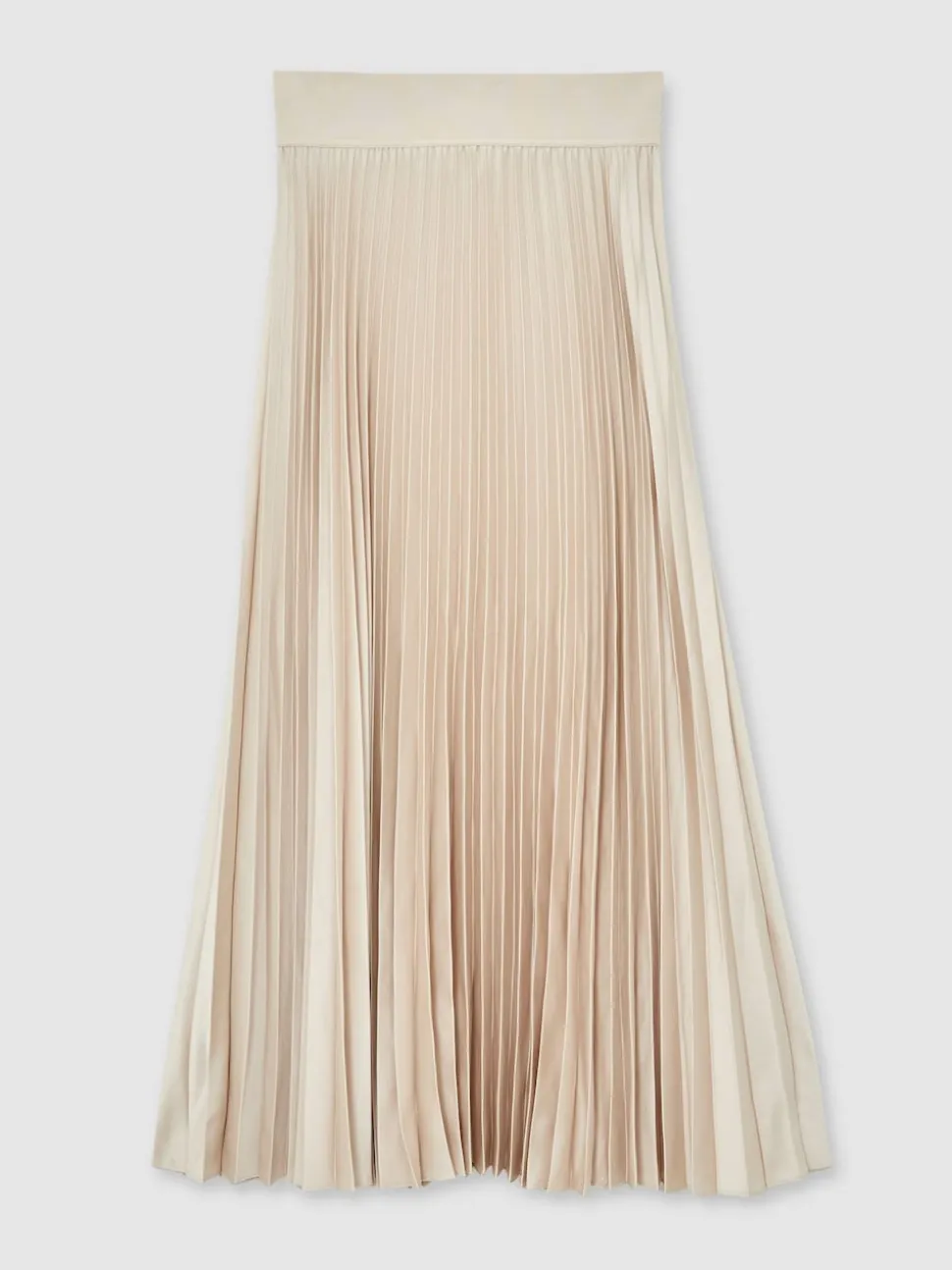 Reiss Champagne Neutral Seren Pleated Midi Skirt