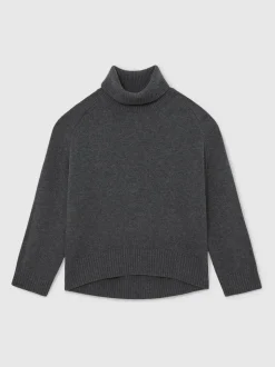 Reiss Charcoal Grey Brooklyn Wool-Cashmere Roll-Neck Jumper