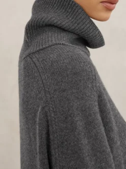 Reiss Charcoal Grey Brooklyn Wool-Cashmere Roll-Neck Jumper