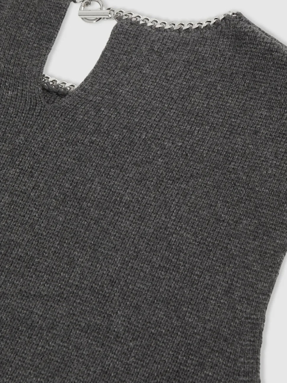 Reiss Charcoal Grey Nina Wool-Blend Necklace-Trim Knitted Vest