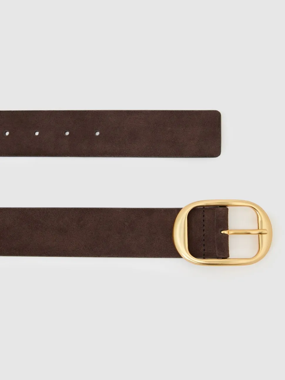 Reiss Chocolate Athena Suede Oval-Buckle Belt