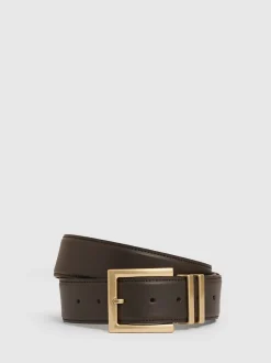 Reiss Chocolate Brompton Leather Belt