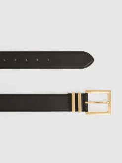 Reiss Chocolate Brompton Leather Belt