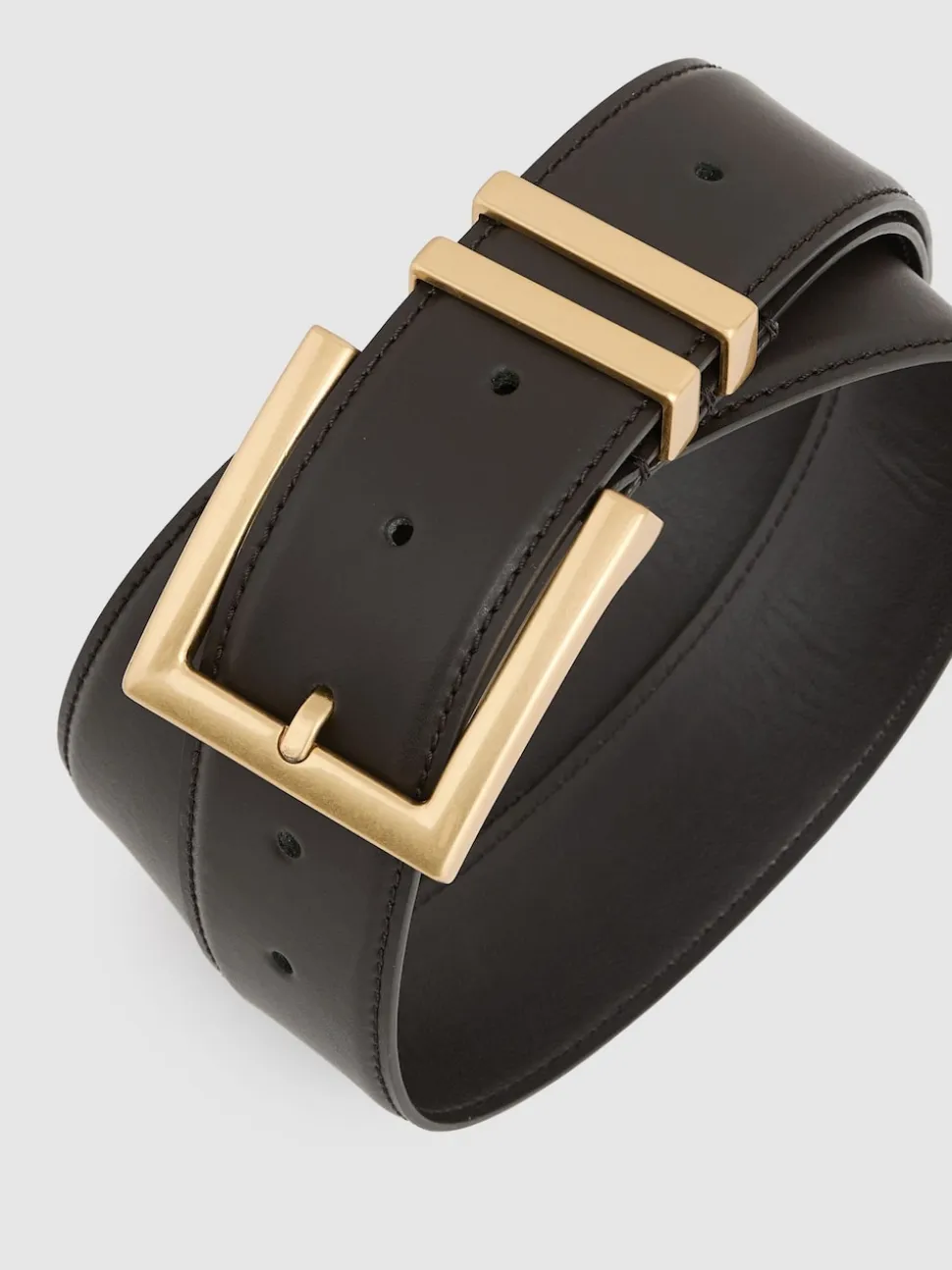 Reiss Chocolate Brompton Leather Belt