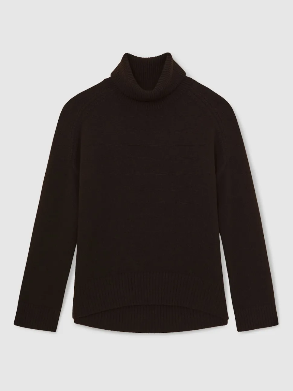 Reiss Chocolate Brown Brooklyn Wool-Cashmere Roll-Neck Jumper