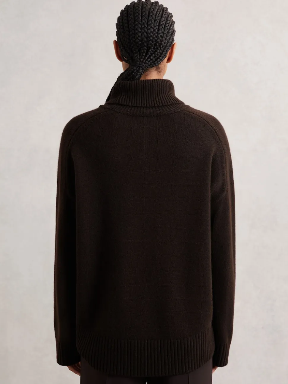 Reiss Chocolate Brown Brooklyn Wool-Cashmere Roll-Neck Jumper