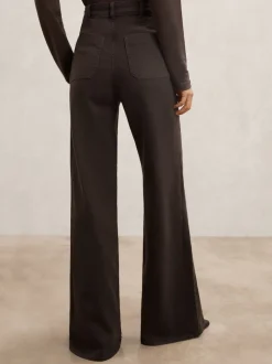 Reiss Chocolate Brown Sakura Petite Patch-Pocket Flared Jeans