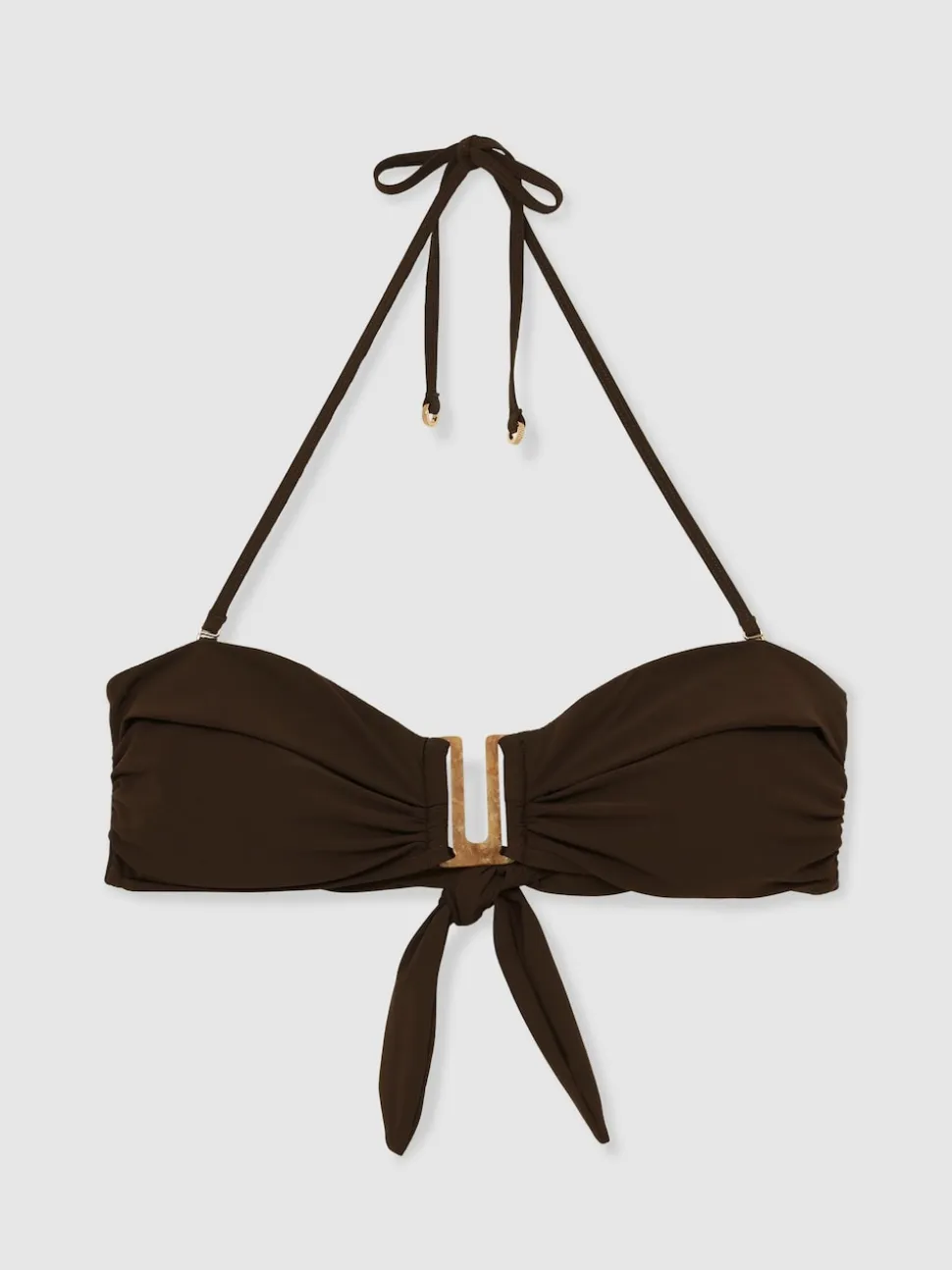 Reiss Chocolate Carina Removable-Strap Bandeau Bikini Top