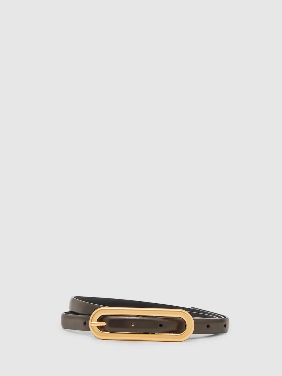 Reiss Chocolate Chaya Suede Elongated-Buckle Skinny Belt
