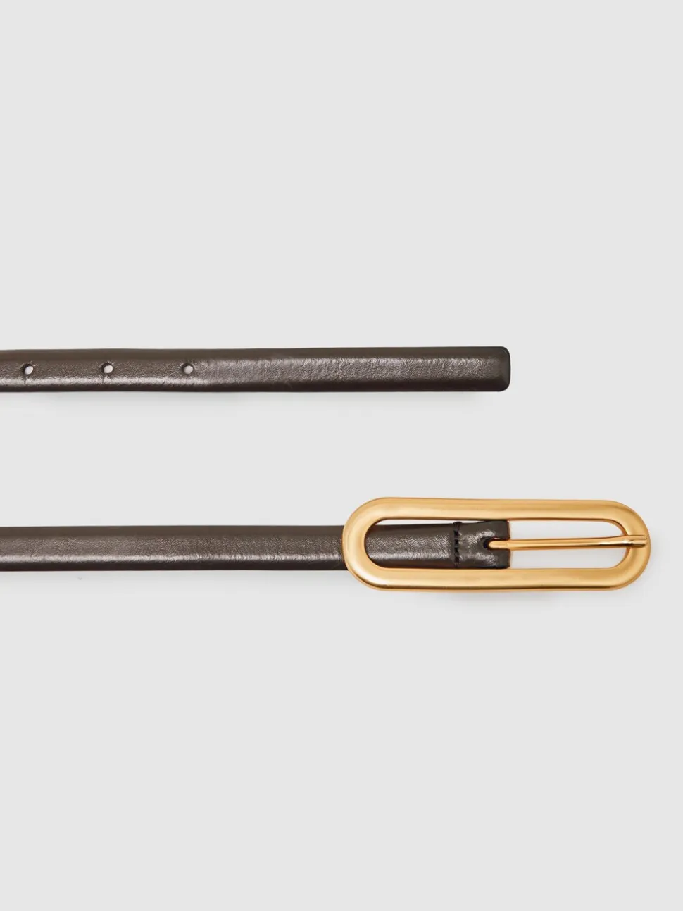 Reiss Chocolate Chaya Suede Elongated-Buckle Skinny Belt
