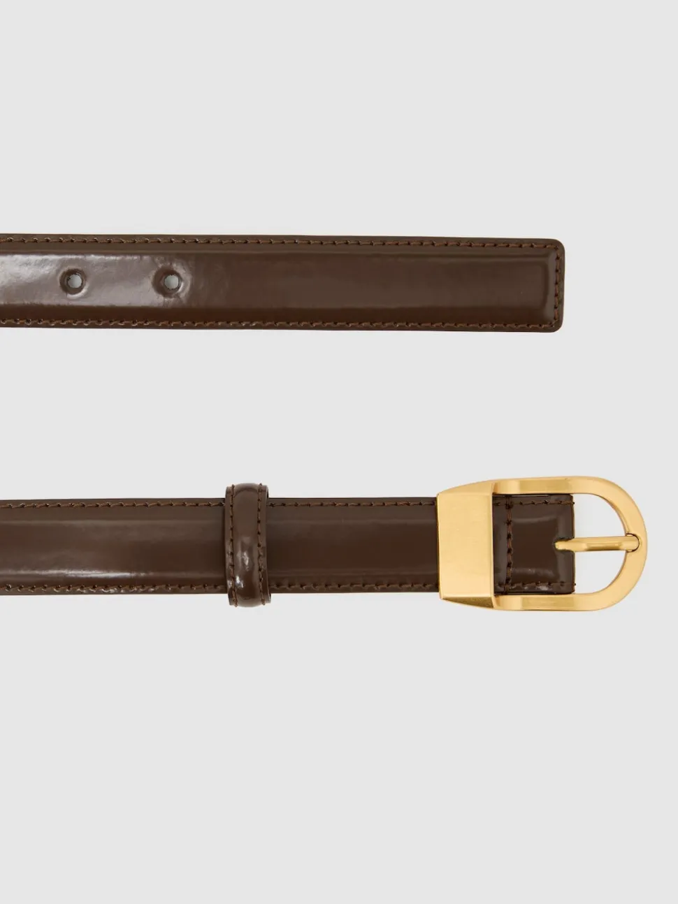 Reiss Chocolate Hazel Leather Curved-Buckle Belt
