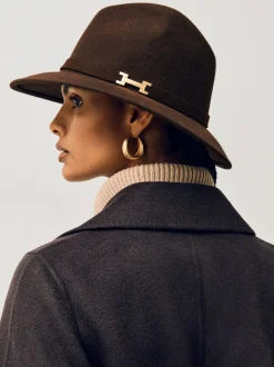 Reiss Chocolate Holly Wool Fedora