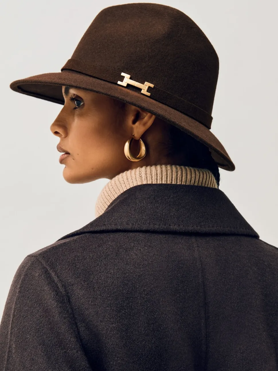 Reiss Chocolate Holly Wool Fedora