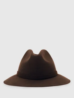 Reiss Chocolate Holly Wool Fedora
