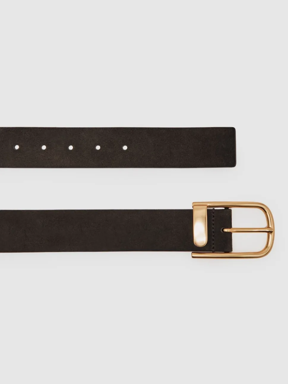 Reiss Chocolate Iyla Suede Half Keeper Belt